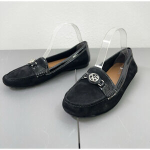 Coach Fonda Loafers Women’s 8B Black Suede Flat Logo A2934 Slip On